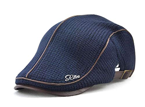 CHENNUO Schirmmützen Herren Flatcap Wintermütze Strickmütze Schiebermütze Golfermütze (Blau) von CHENNUO