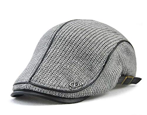 CHENNUO Schirmmützen Herren Flatcap Wintermütze Strickmütze Schiebermütze Golfermütze (Grau) von CHENNUO