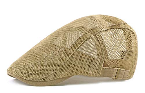 CHENNUO Sommer Hut Schirmmütze Damen Herren Flat Cap Atmungsaktive Kappe Schiebermütze (Beige)… von CHENNUO