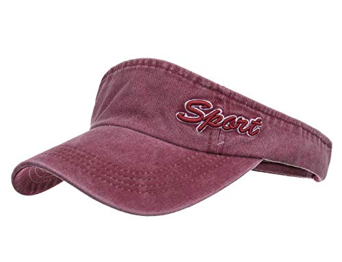 CHENNUO Sonnenblende Sommer Sport Visor Damen Sonnenschild Visor mit Klettverschluss (Rot) von CHENNUO