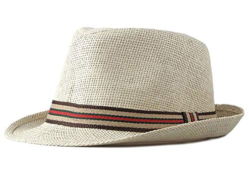 CHENNUO Strohhut Panamahüte Herren Damen Fedora Sommerhut Wide Rand Strandhut Sonnenhut (Beige) von CHENNUO