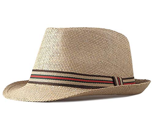 CHENNUO Strohhut Panamahüte Herren Damen Fedora Sommerhut Wide Rand Strandhut Sonnenhut (Khaki) von CHENNUO