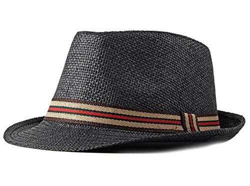 CHENNUO Strohhut Panamahüte Herren Damen Fedora Sommerhut Wide Rand Strandhut Sonnenhut (Schwarz) von CHENNUO