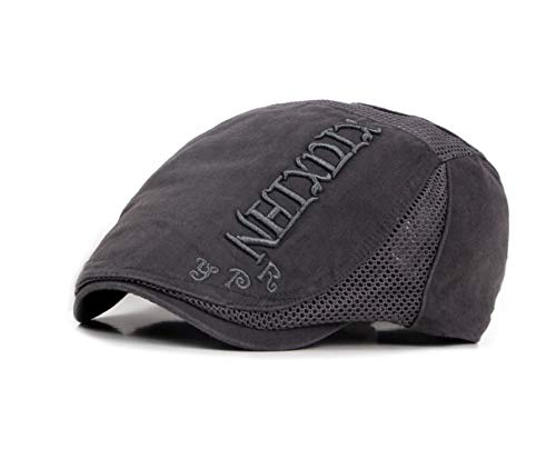 CHENNUO Verstellbar Schiebermütze Sommer Herren Flatcap Beret Baumwolle Kappe Schirmmütze (Grau) von CHENNUO