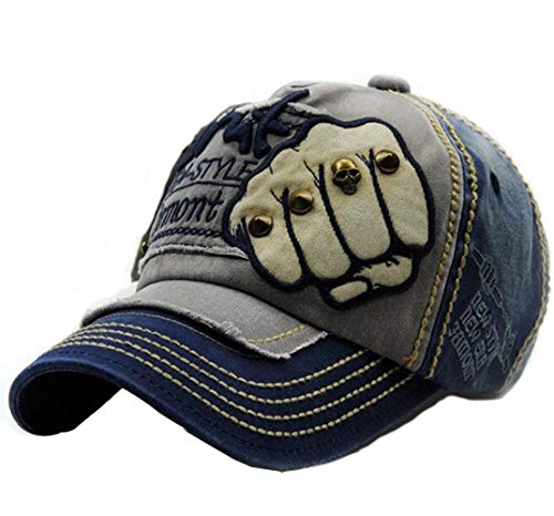 Vintage Basecap Distressed Cap Herren Baumwolle Baseballkappe Outdoor Sport Kappe (Blau) von CHENNUO