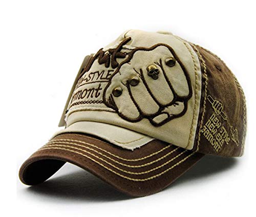 Vintage Basecap Distressed Cap Herren Baumwolle Baseballkappe Outdoor Sport Kappe (Braun) von CHENNUO