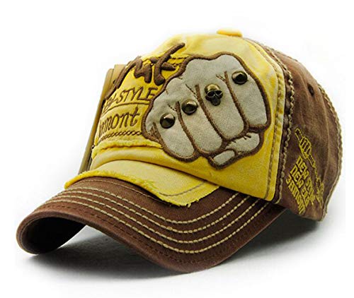 Vintage Basecap Distressed Cap Herren Baumwolle Baseballkappe Outdoor Sport Kappe (Gelb) von CHENNUO