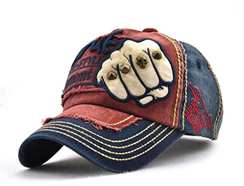 Vintage Basecap Distressed Cap Herren Baumwolle Baseballkappe Outdoor Sport Kappe (Rot) von CHENNUO