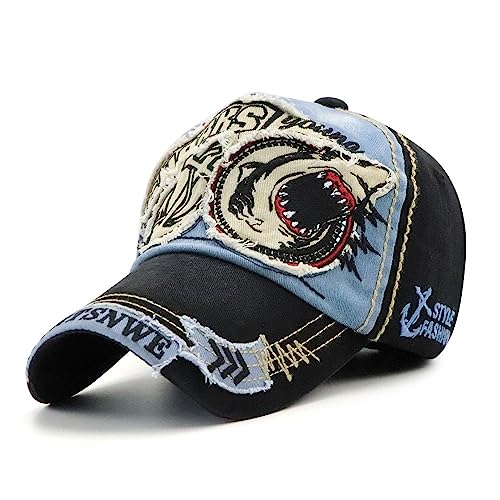 CHENNUO Vintage Basecap Distressed Snapback Caps Trucker Hat Baumwolle Baseball Cap Freizeit Outdoor Kappe Unisex (Blau-4) von CHENNUO