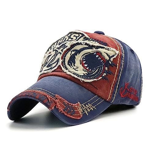 CHENNUO Vintage Basecap Distressed Snapback Caps Trucker Hat Baumwolle Baseball Cap Freizeit Outdoor Kappe Unisex (Rot-4) von CHENNUO
