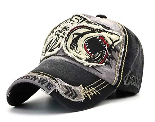CHENNUO Vintage Basecap Distressed Snapback Caps Trucker Hat Baumwolle Baseball Cap Freizeit Outdoor Kappe Unisex (Schwarz-4) von CHENNUO