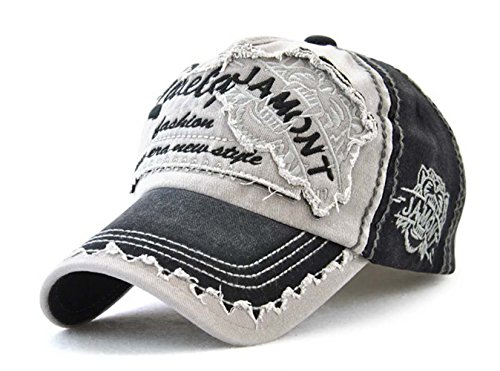 CHENNUO Vintage Basecap Distressed Snapback Caps Trucker Hat Baumwolle Baseball Cap Freizeit Outdoor Kappe Unisex (schwarz) von CHENNUO