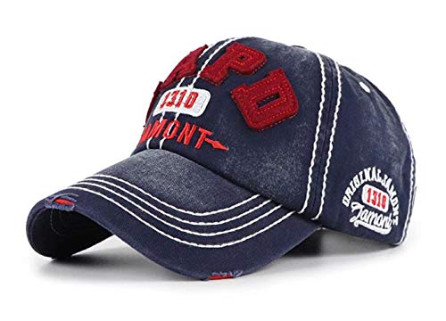 CHENNUO Vintage Distressed Basecap Snapback Trucker Caps Outdoor Sport Baseball Kappe Mütze (Blau) von CHENNUO
