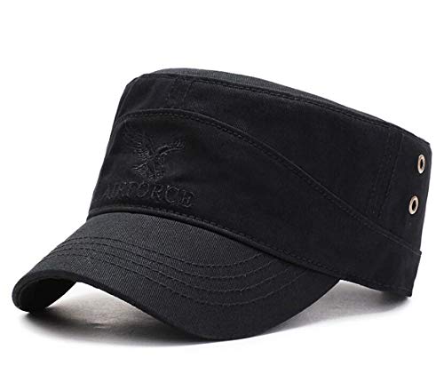 Vintage Stickerei Military Cap Herren Army Kappe Verstellbar Flat Top Baseballmütze (Schwarz) von CHENNUO