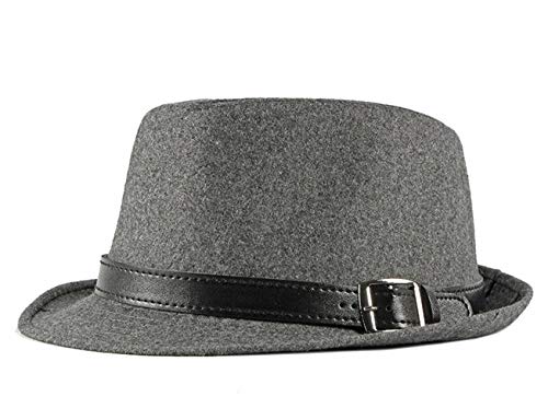 CHENNUO Vintagen Britischen Stil Gentleman Jazz Hut Herren Fedora Hut Winter Woll filzhut (Grau) von CHENNUO