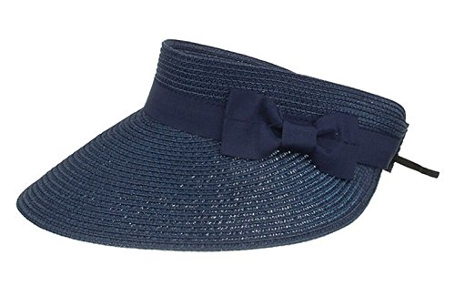 CHENNUO Visoren Damen Strohhüte Empty Top Sommer Sonnenhut Visor mit Klettverschluss (Blau) von CHENNUO