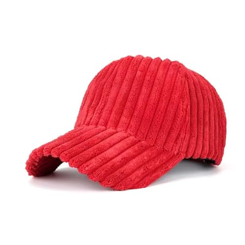 CHENNUO Winter Baseball Kappe Cord Cap Damen Lässige Outdoor Stickerei Baseballmütze 5 Farben (Rot) von CHENNUO
