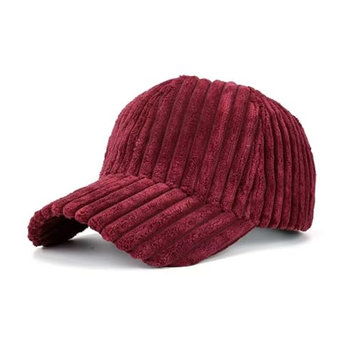 CHENNUO Winter Baseball Kappe Cord Cap Damen Lässige Outdoor Stickerei Baseballmütze 5 Farben (Rotwein) von CHENNUO