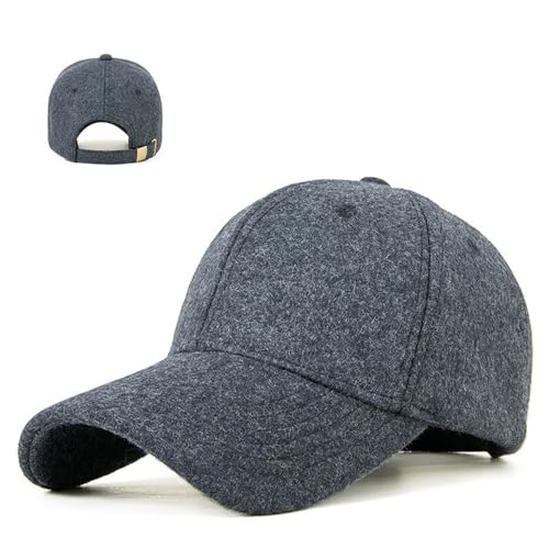 CHENNUO Winter Basecap Herren Fleece Kappe warme Wolle Baseballkappe XL Großen Kopf (DE/NL/SE/PL, Numerisch, 60, 62, dunkelgrau) von CHENNUO