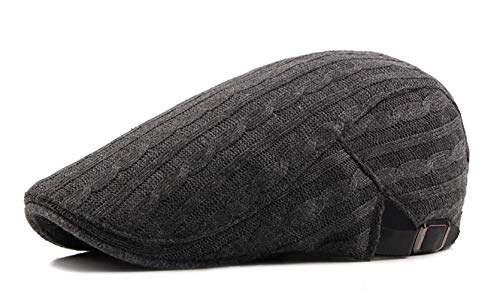 CHENNUO Winter Herren Flatcap Schirmmütze Wool Strickmütze Schiebermütze(5 Farben 56-60 cm (Grau) von CHENNUO
