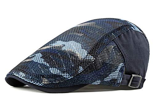 CHENNUO Sommer Camouflage Schirmmütze Herren Breathable Mesh Schiebermütze Kappe Flatcap (Blau) von CHENNUO