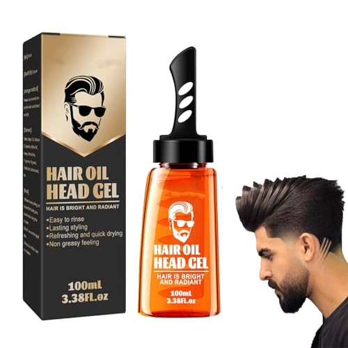 Herren Styling Gel, Zwei-in-Eins Haarwachs Gel, Mit Kamm, Haaröl Gel, Herren Starkes und Langanhaltendes Styling Gel, Feuchtigkeitsspendend und Langanhaltend, Schnelles Styling von CHENREN
