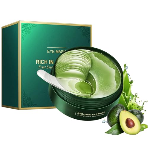60 Stück Zozu Avocado Eye Mask, Zozu Eye Patches, Augenpads, Avocado Essenz Eye Patch Hydrogel, Kollagen Augenpads gegen Augenringe, Kollagen Hydrogel Anti Aging Augenmaske für Damen Herren (1 Box) von CHENRI
