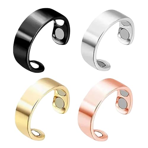 CHENRI 4 Stück Vayro Ring for Women and Men, Adjustable Size Vayro Ring Magnetring, Kupfer Magnetischer Ringe für Damen Herren von CHENRI