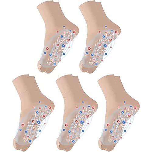 CHENRI 5 Paare Turmalin Ionic Body Shaping Stretch Socken,Abnehmen Gesundheit Socke,Turmalinsocken,Acupressure Self Shaping Socks, Akupunktmassage für Damen von CHENRI