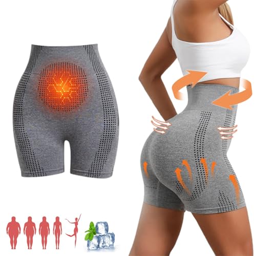 CHENRI Baicloud Micro-Vibration Massage Module Ice Silk lon Fiber Repair Shaping Shorts, Baicloud Ionic Shapewear, Bauchweg Unterhose Damen Tanga Shapewear für Damen (Grau, M) von CHENRI