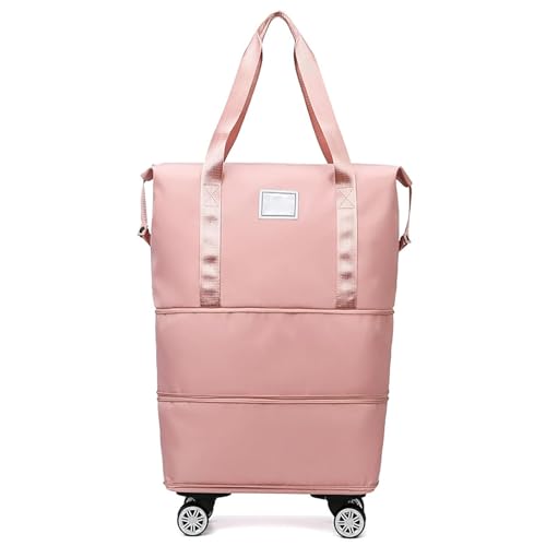 CHENRI Klarson Expandable Bag with Wheels, Faltbare Reisetasche mit Rollen, Expandierbare Faltbare Gepäcktasche Koffer, Faltbare Handgepäck Tasche Großer Reisetaschen für Damen und Herren (Rosa) von CHENRI