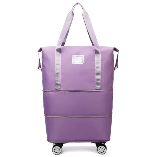 Klarson Expandable Bag with Wheels, Faltbare Reisetasche mit Rollen, Expandierbare Faltbare Gepäcktasche Koffer, Faltbare Handgepäck Tasche Großer Reisetaschen für Damen und Herren (Violett) von CHENRI