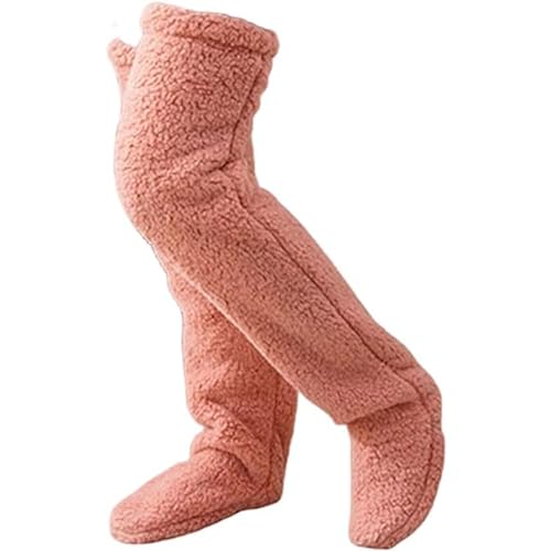 CHENRI Niedliche Pfotensocken-Hausschuhe, Dicke Pantoffel Socken, Damen Kuschelsocken, Plüsch Overknee Socken Flauschig Winter Warme Socken, Lange Haussocken Slipper Socken (Rosa) von CHENRI