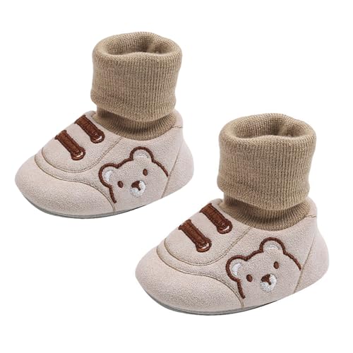 CHENRI Süße Baby-Winterschuhe, Stricken Babybodenschuhe Kleinkind Schuhe, Warm Schneestiefel, Neugeborenes Krabbelschuhe, Gefütterte Winterstiefel, Winterschuhe für Mädchen Jungen (Khaki, 11cm) von CHENRI