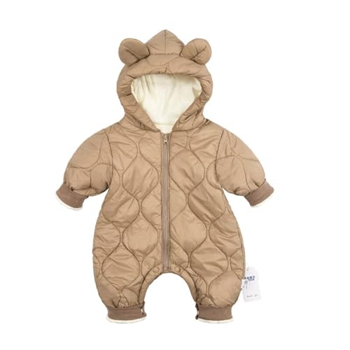 CHENRI Super Comfortable Soft Bodysuits, Baby Winter Warm Schneeanzug Kapuze Strampler, Reißverschluss Schneeanzüge Strampler Daunenjacke, Schneeanzug Overall für Jungen Mädchen (90CM, Kaffee) von CHENRI