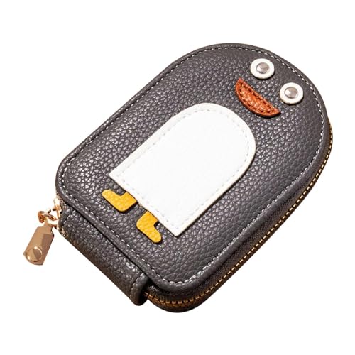 Cute Penguins PU Credit Card Coin Wallet, Pinguin Geldbörse Damen, Leder RFID-Schutz Kartenhalter Geldbörse, Reißverschluss Portemonnaie Münzbörse, Akkordeon Kreditkartenetui für Herren (Grau) von CHENRI