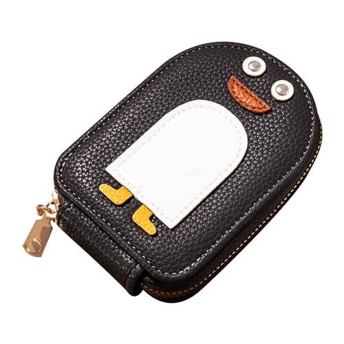 Cute Penguins PU Credit Card Coin Wallet, Pinguin Geldbörse Damen, Leder RFID-Schutz Kartenhalter Geldbörse, Reißverschluss Portemonnaie Münzbörse, Akkordeon Kreditkartenetui für Herren (Schwarz) von CHENRI