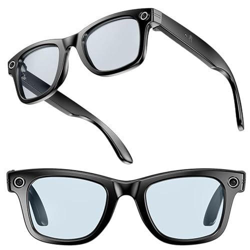 Cyanvue Ai Smart Glasses, 8mp Camera Glasses mit Musik & Anruf, Ai Bluetooth Intelligente Brille mit Kamera, Videobrille, Sonnenschutz & Blaulichtfilter Sonnenbrille für Herren Damen (Blaulichtfilter) von CHENRI