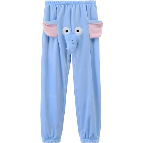 Elephant Pajama Short, Unisex Screaming Couple Flying Elephant Short, Fliegendem Elefanten Unisex-Shorts, Große Nase und Ohren Pyjama Hose (DE/NL/SE/PL, Alphanumerisch, 3XL, Regular, Regular, L-Blue) von CHENRI