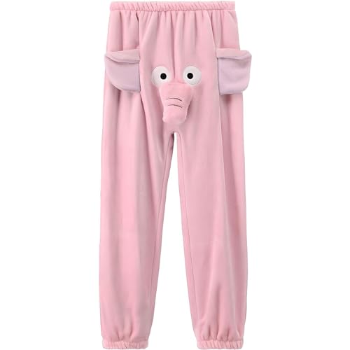 Elephant Pajama Short, Unisex Screaming Couple Flying Elephant Short, Fliegendem Elefanten Unisex-Shorts, Große Nase und Ohren Pyjama Hose (DE/NL/SE/PL, Alphanumerisch, L, Regular, Regular, L-Pink) von CHENRI