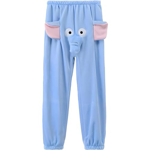 Elephant Pajama Short, Unisex Screaming Couple Flying Elephant Short, Fliegendem Elefanten Unisex-Shorts, Große Nase und Ohren Pyjama Hose (DE/NL/SE/PL, Alphanumerisch, XL, Regular, Regular, L-Blue) von CHENRI