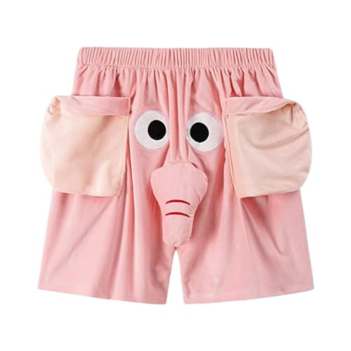 Elephant Pajama Short, Unisex Screaming Couple Flying Elephant Short, Fliegendem Elefanten Unisex-Shorts, Große Nase und Ohren Pyjama Hose (DE/NL/SE/PL, Alphanumerisch, XXL, Regular, Regular, S-Pink) von CHENRI