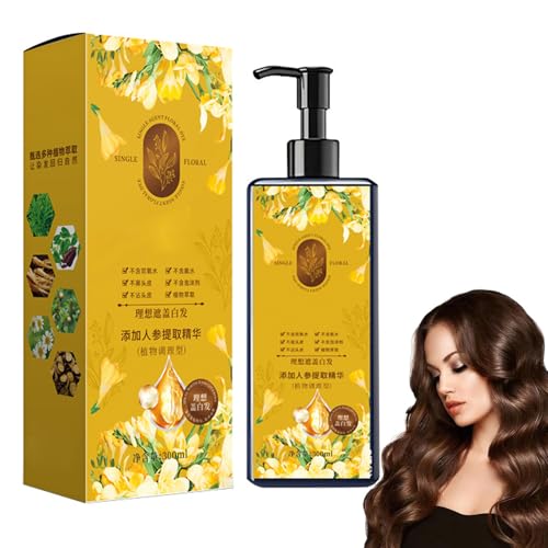 Haarfarbe auf Pflanzenbasis, Pflegende pflanzliche Haarfarbe, Haarfärbeshampoo für Graues Haar, Sofort Haarfarben Shampoo, langanhaltendes Haarfarben-Shampoo für Frauen und Männer (Braun) von CHENRI