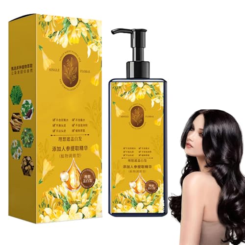 Haarfarbe auf Pflanzenbasis, Pflegende pflanzliche Haarfarbe, Haarfärbeshampoo für Graues Haar, Sofort Haarfarben Shampoo, langanhaltendes Haarfarben-Shampoo für Frauen und Männer (Schwarz) von CHENRI