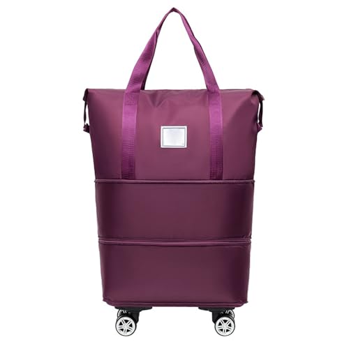 Klarson Expandable Bag with Wheels, Faltbare Reisetasche mit Rollen, Expandierbare Faltbare Gepäcktasche Koffer, Faltbare Handgepäck Tasche Großer Reisetaschen für Damen und Herren (Dunkellila) von CHENRI
