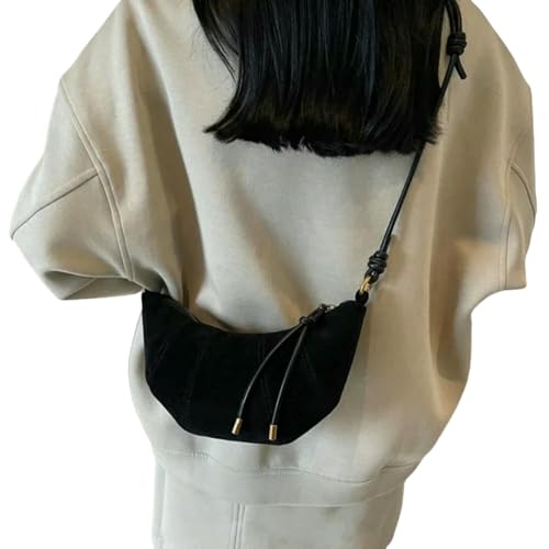 CHENSHI Schultertasche Damen Velvet Diagonal Cross Bag Personalisierte Horn -umhängetasche Einfach Und Zum Einkaufen Reisen Geeignet-schwarz von CHENSHI