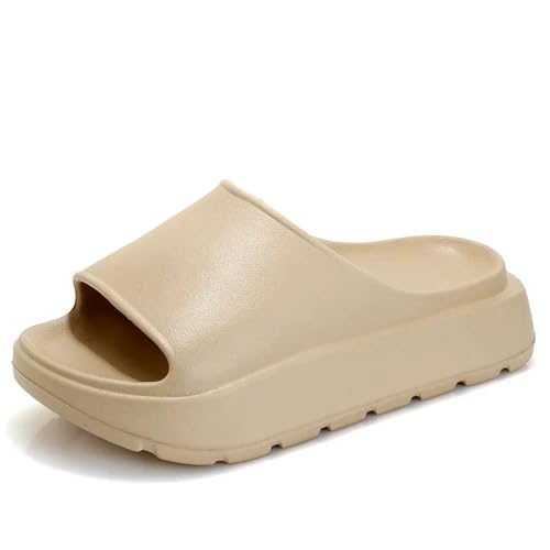 CHENSHI Sommer Hausschuhe Frauen Pantoffeln Modeplattform Flache Fersenrutschen Weiche Eva Dicke Alleinige Sandalen Freizeitbeachschuhe-khaki-40-41 von CHENSHI