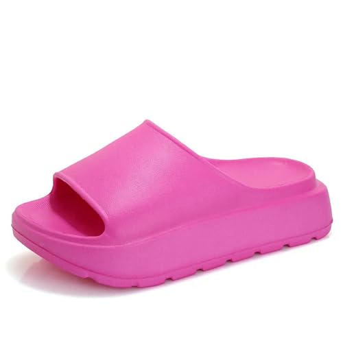 CHENSHI Sommer Hausschuhe Frauen Pantoffeln Modeplattform Flache Fersenrutschen Weiche Eva Dicke Alleinige Sandalen Freizeitbeachschuhe-rosenrot-38-39 von CHENSHI