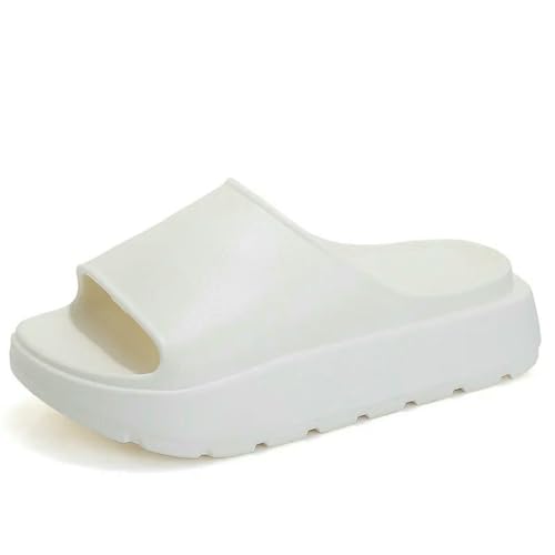 CHENSHI Sommer Hausschuhe Frauen Pantoffeln Modeplattform Flache Fersenrutschen Weiche Eva Dicke Alleinige Sandalen Freizeitbeachschuhe-weiß-38-39 von CHENSHI