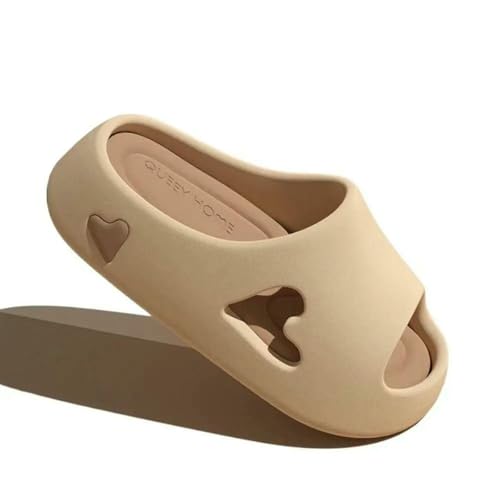 CHENSHI Sommer Hausschuhe Frauenschuhe Sandalen Strand Rutschen Nicht Rutschdicke Duschschuhe Für Sommerhaus Draußen-khaki-39-40 von CHENSHI